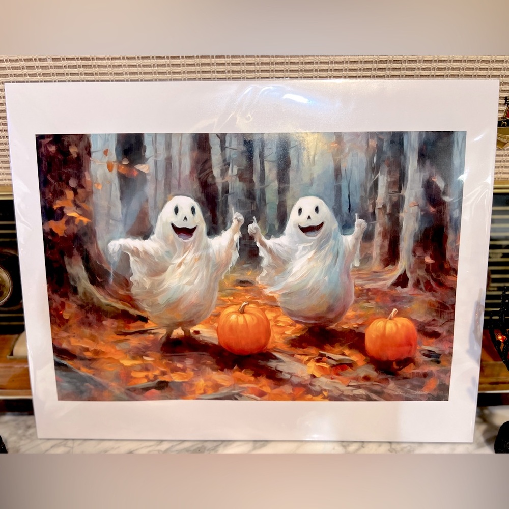 ✨NEW🎃Halloween Fall Ghosts Poster 11x14👻